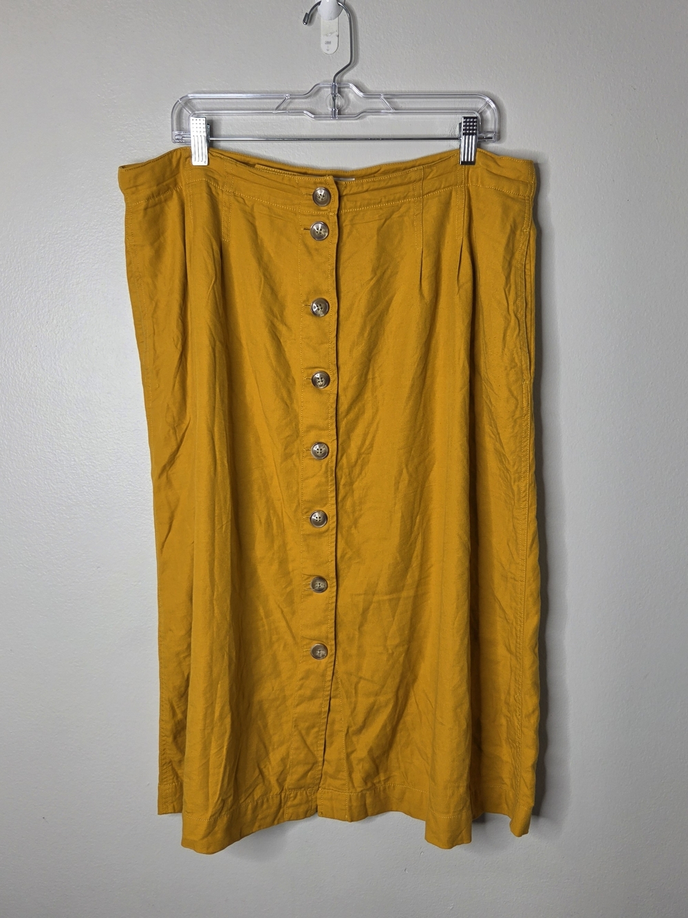 Madewell Mustard 2-Pocket Button Front Midi Skirt